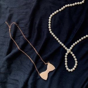 ✨ Pearl Bow Necklace Gold Chain ✨
